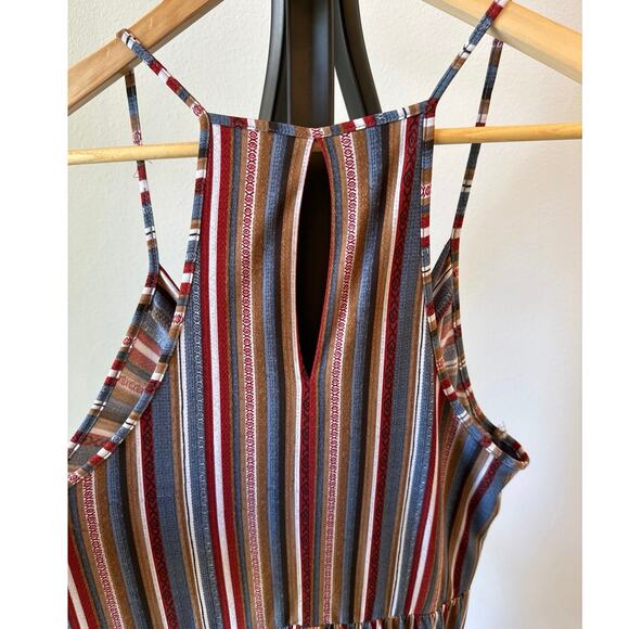 BCBGeneration Multicolored Striped Keyhole Faux Wrap Maxi Dress Size Medium - Picture 6 of 8